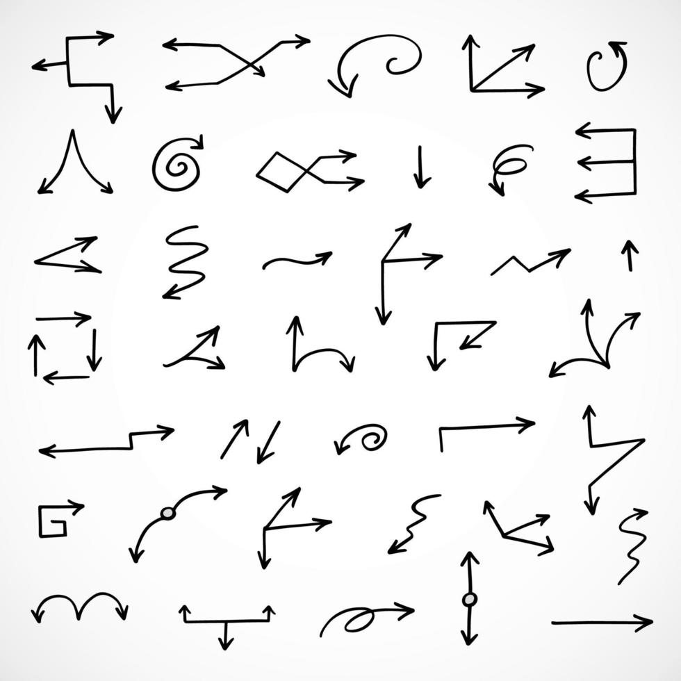 Vector set of hand drawn arrows, elements for presentation