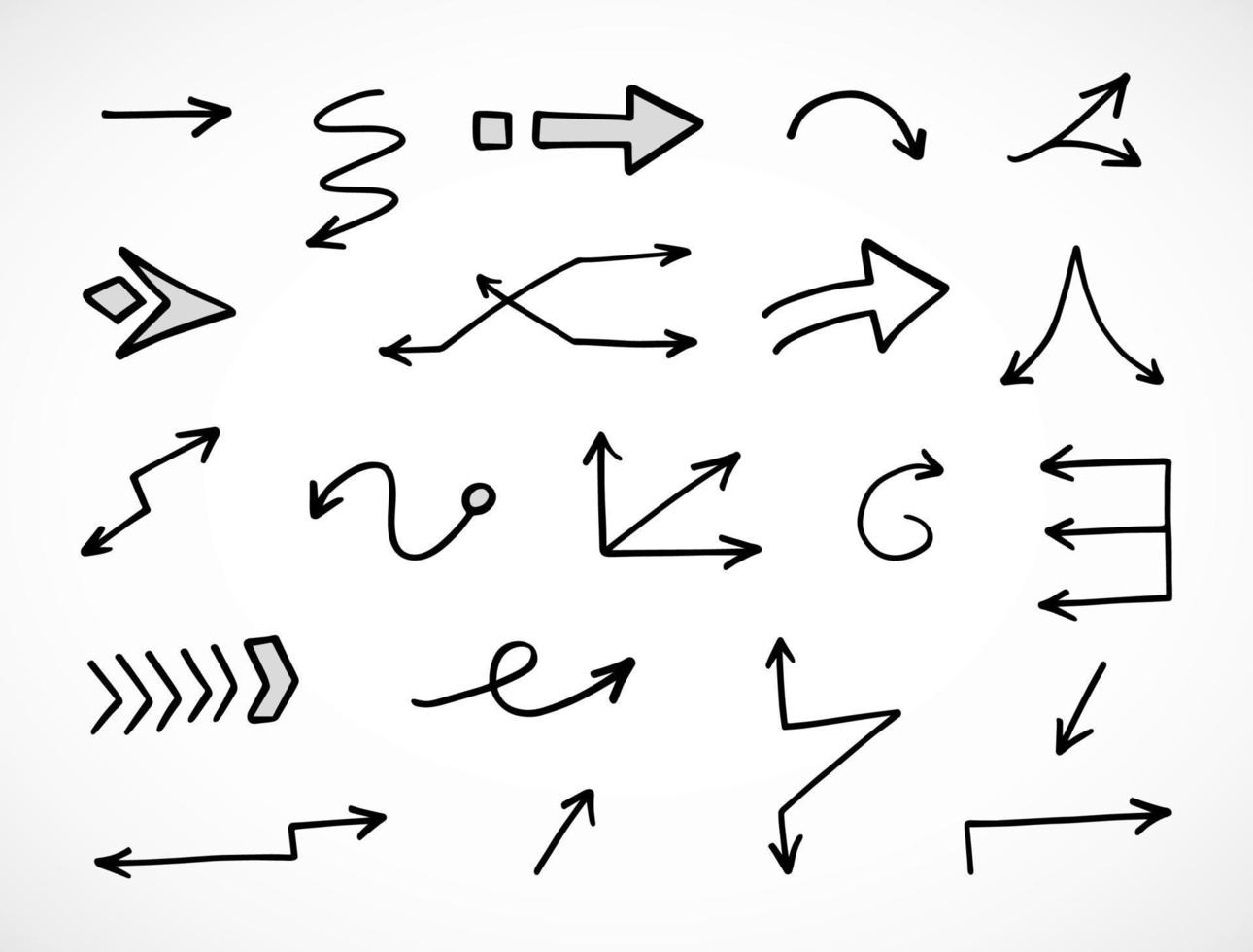 Vector set of hand drawn arrows, elements for presentation