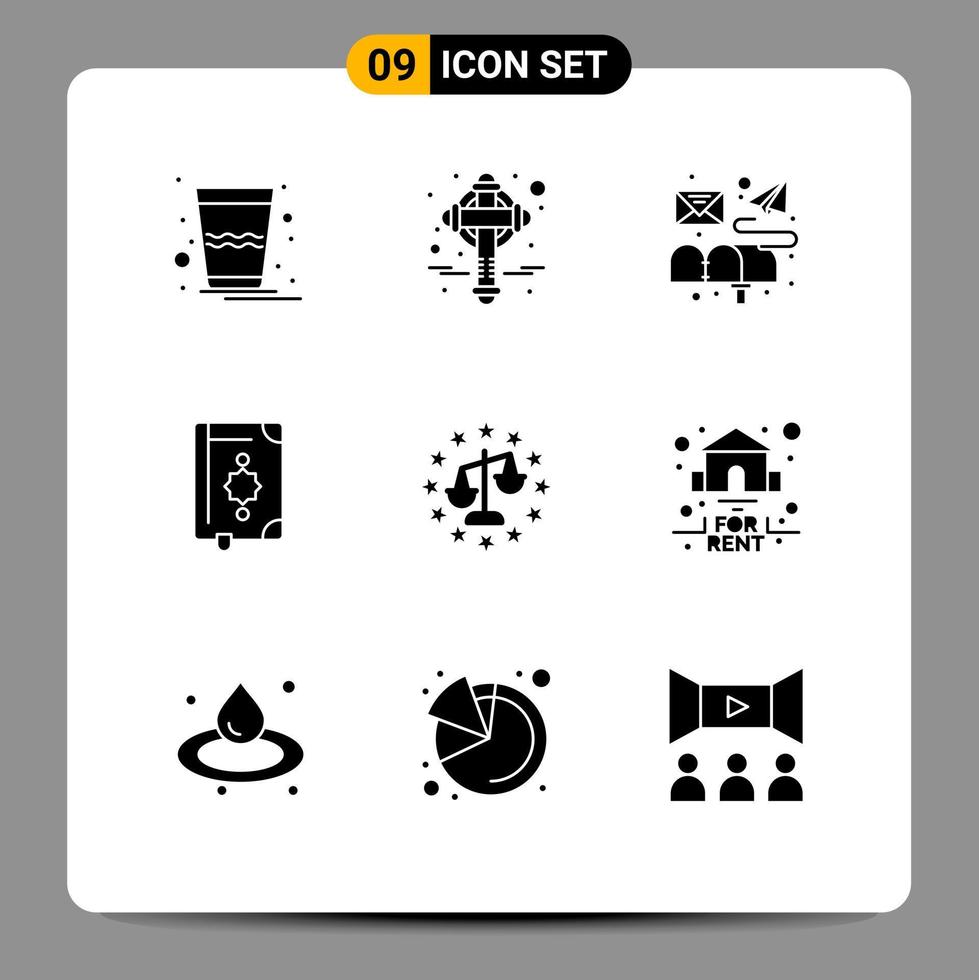 Set of 9 Modern UI Icons Symbols Signs for balance ramadhan box islam quran Editable Vector Design Elements