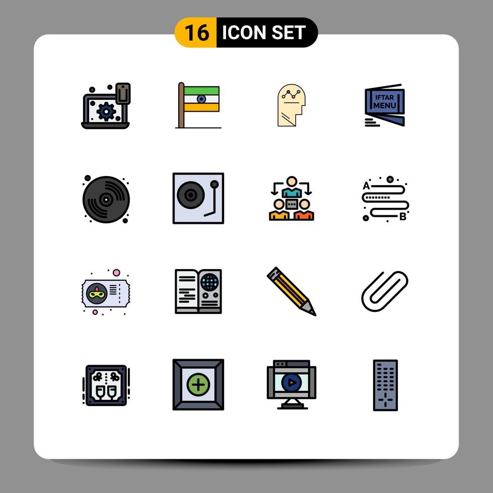 Stock Vector Icon Pack of 16 Line Signs and Symbols for roza menu day iftar man Editable Creative Vector Design Elements