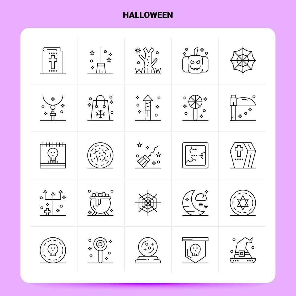 OutLine 25 Halloween Icon set Vector Line Style Design Black Icons Set Linear pictogram pack Web and Mobile Business ideas design Vector Illustration