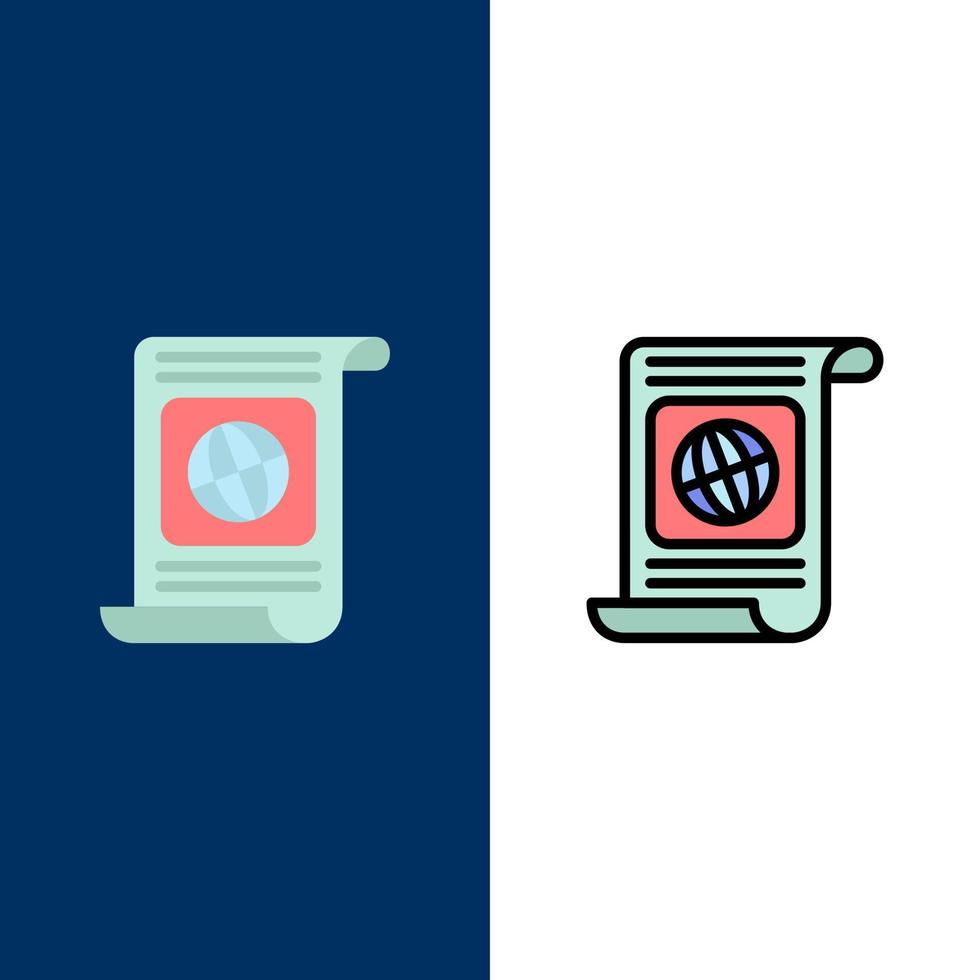 Goal Objectives Target World File  Icons Flat and Line Filled Icon Set Vector Blue Background
