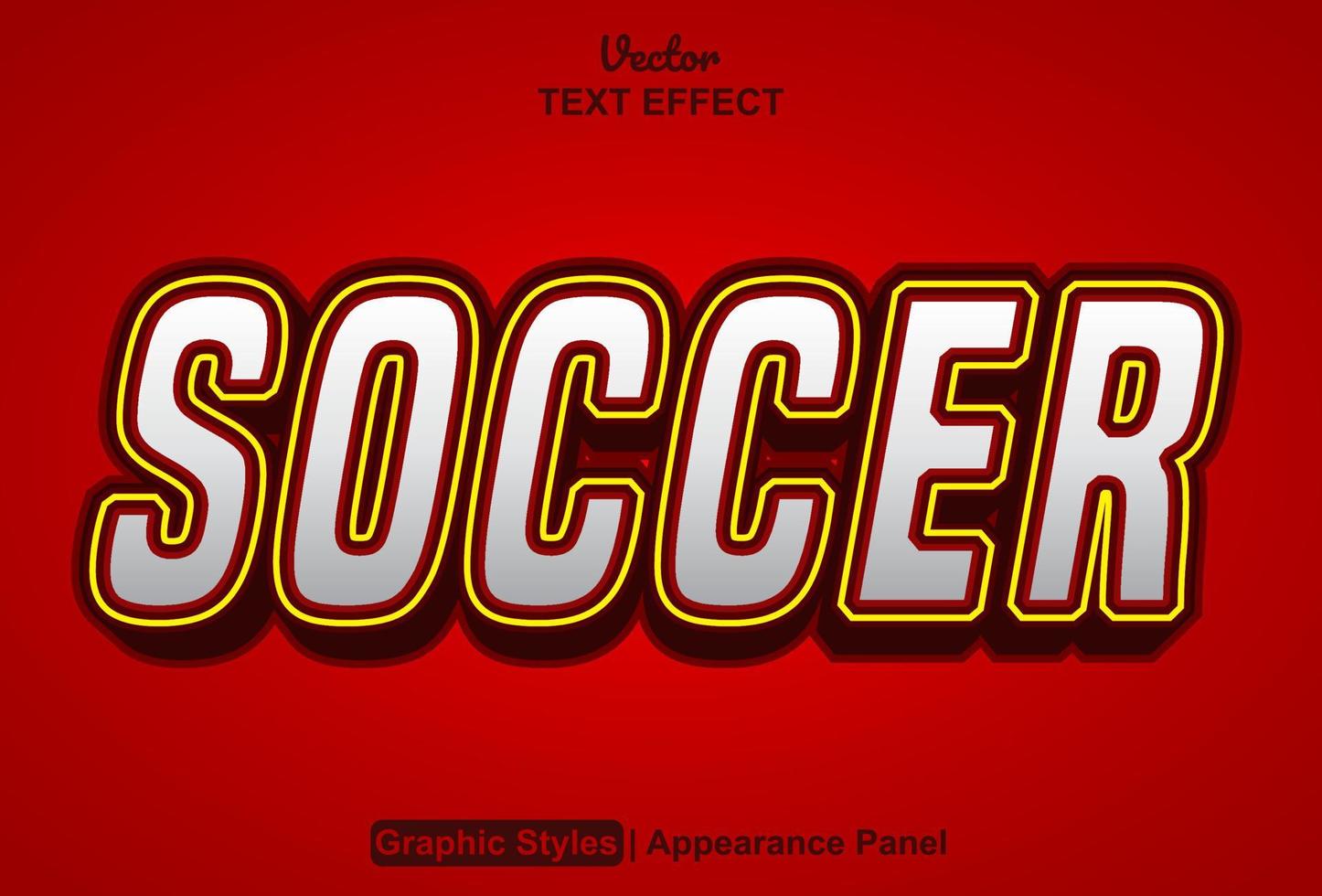 efecto de texto de fútbol con estilo gráfico y editable. vector