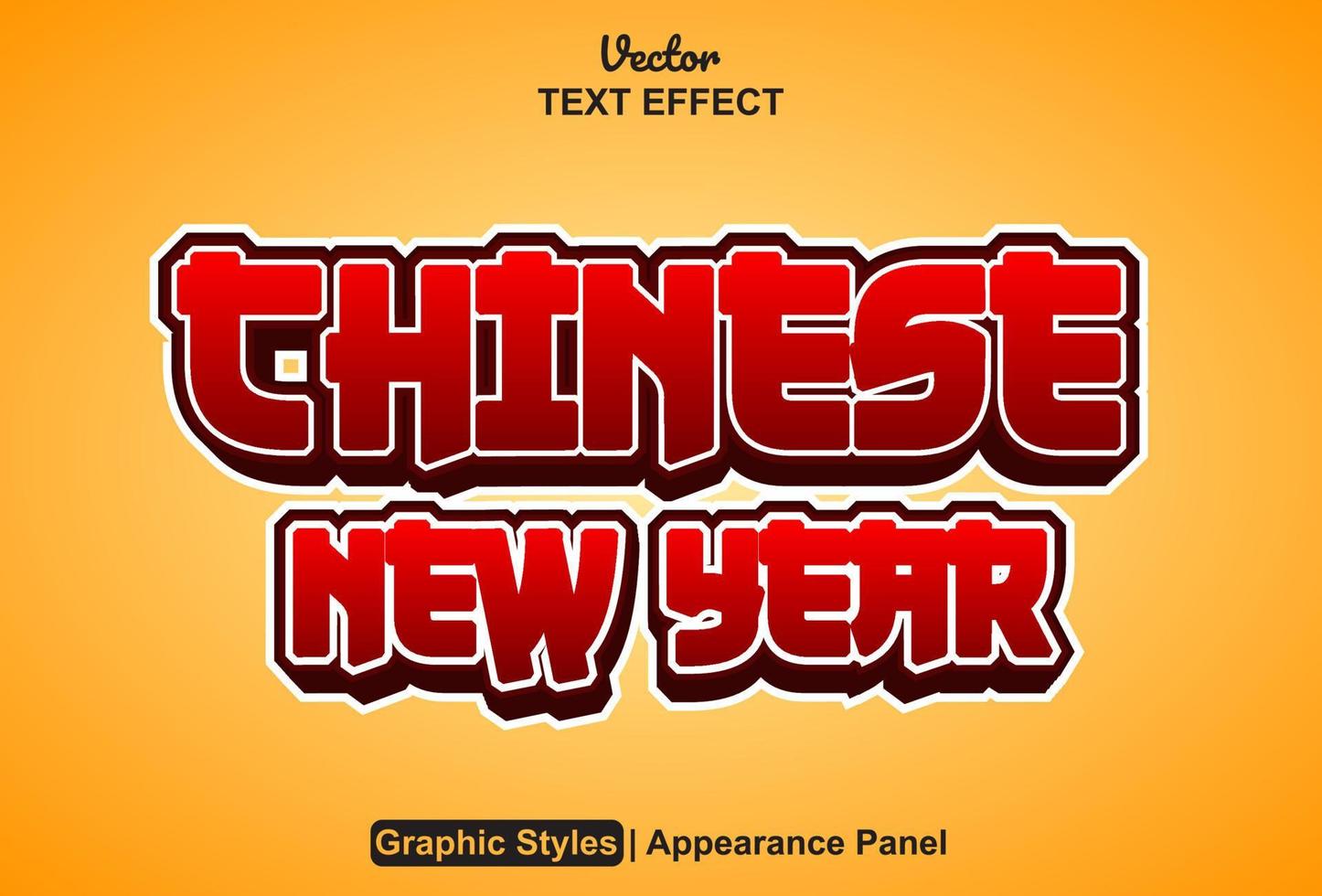 feliz año nuevo chino efecto de texto con estilo gráfico y editable. vector