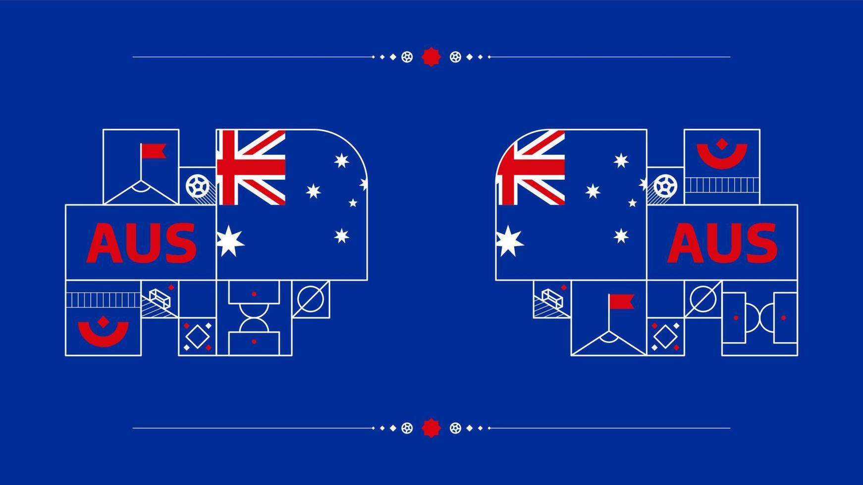 australia flag for 2022 football cup tournament. isolated National team flag with geometric elements for 2022 soccer or football Vector illustration