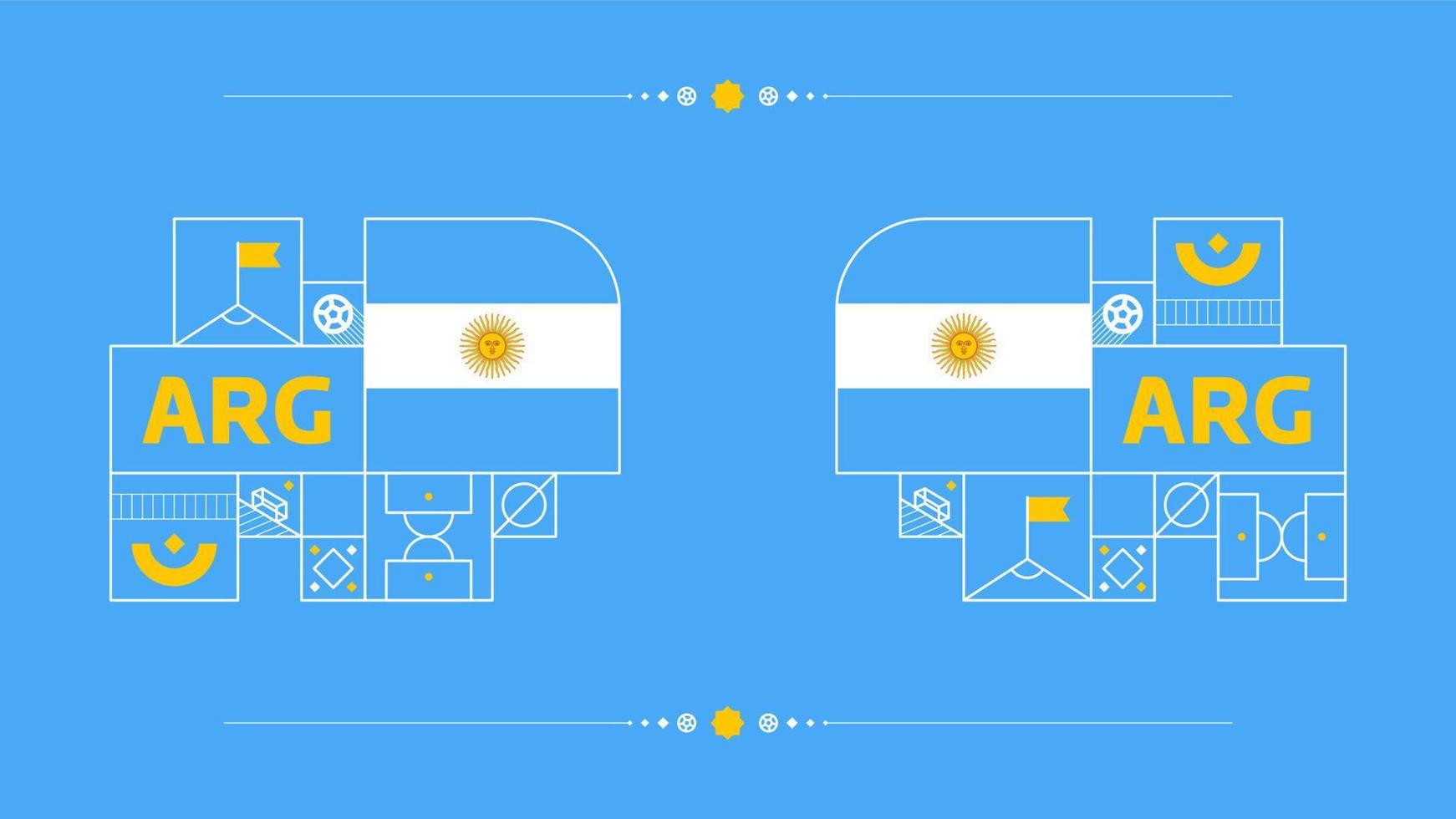 argentina flag for 2022 football cup tournament. isolated National team flag with geometric elements for 2022 soccer or football Vector illustration