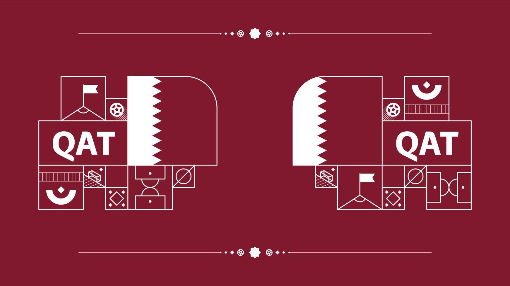 Qatar flag for 22 football cup tournament. isolated National team flag with geometric elements for 22 soccer or football Vector illustration