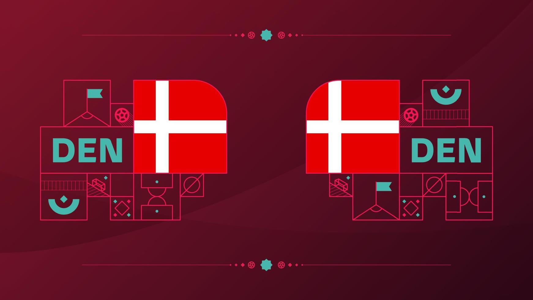 denmark flag for 2022 football cup tournament. isolated National team flag with geometric elements for 2022 soccer or football Vector illustration