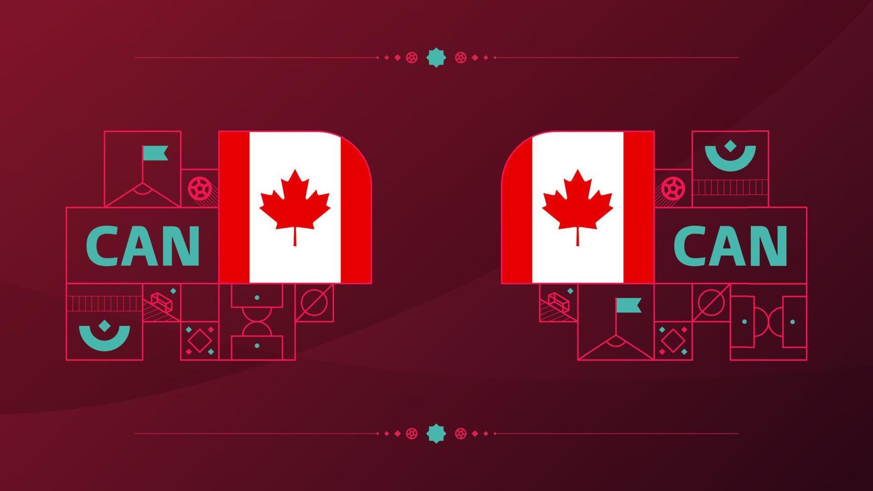 bandera de canadá para el torneo de copa de fútbol 2022. bandera del equipo nacional aislada con elementos geométricos para la ilustración de vector de fútbol o fútbol 2022