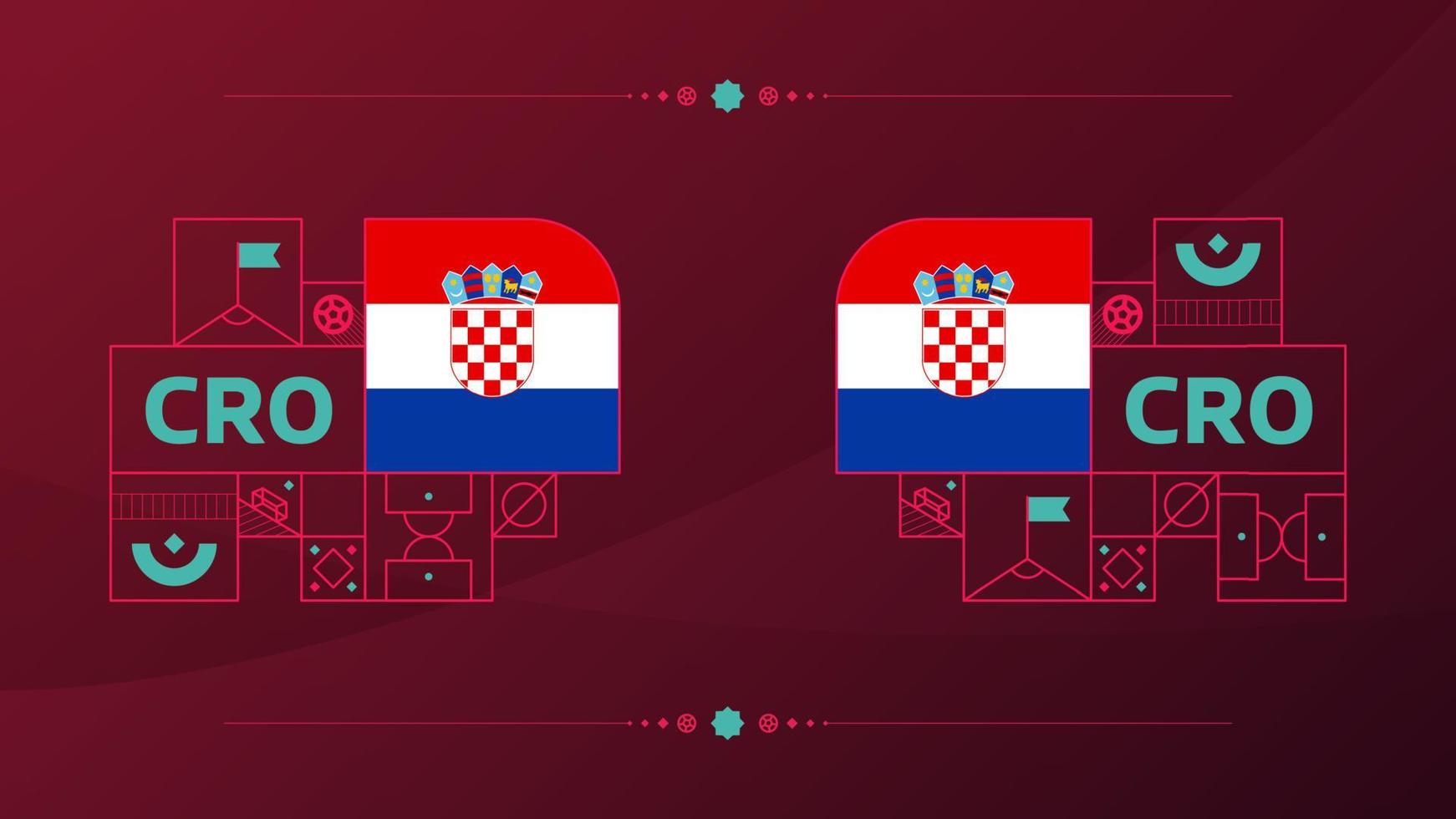 croatia flag for 2022 football cup tournament. isolated National team flag with geometric elements for 2022 soccer or football Vector illustration