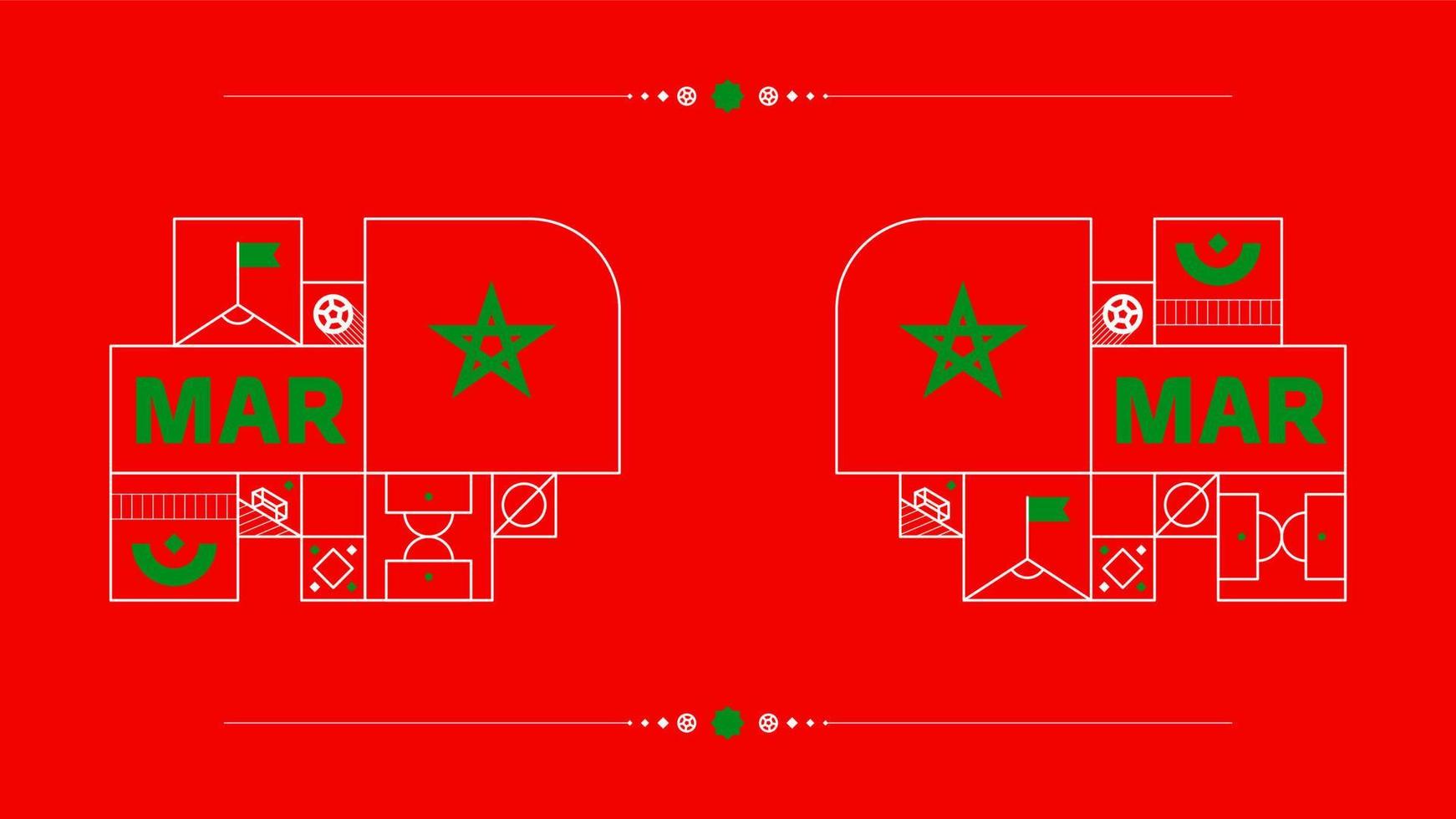 morocco flag for 2022 football cup tournament. isolated National team flag with geometric elements for 2022 soccer or football Vector illustration