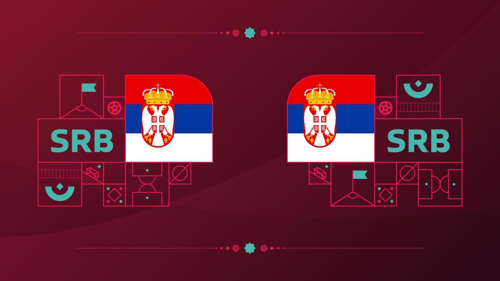 bandera de serbia para el torneo de copa de fútbol de 2022. bandera del equipo nacional aislada con elementos geométricos para la ilustración de vector de fútbol o fútbol 2022