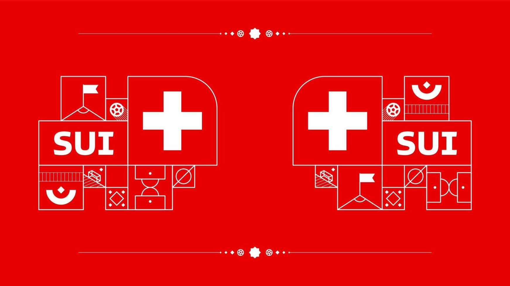 bandera suiza para el torneo de copa de fútbol 2022. bandera del equipo nacional aislada con elementos geométricos para la ilustración de vector de fútbol o fútbol 2022