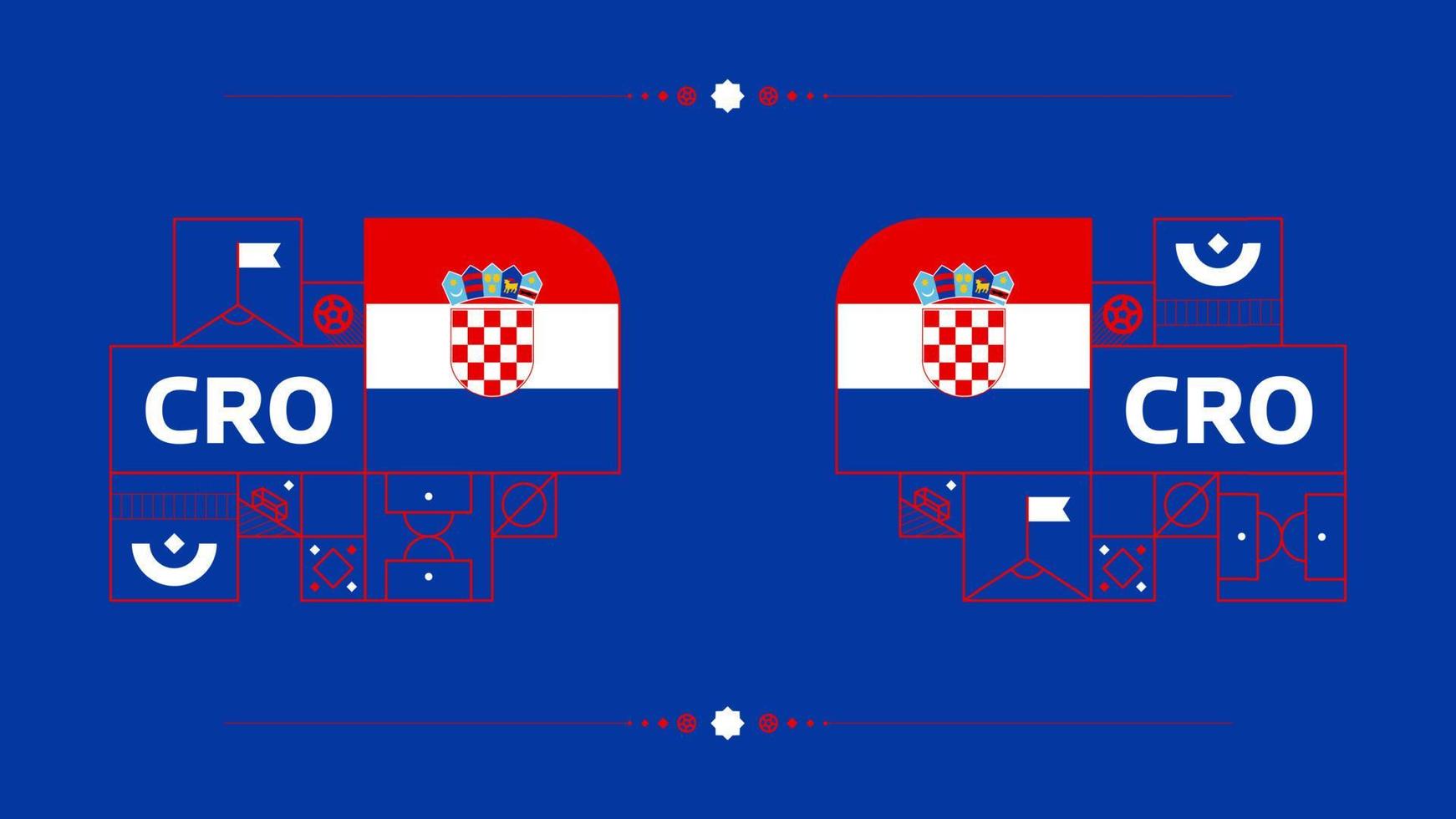 croatia flag for 2022 football cup tournament. isolated National team flag with geometric elements for 2022 soccer or football Vector illustration