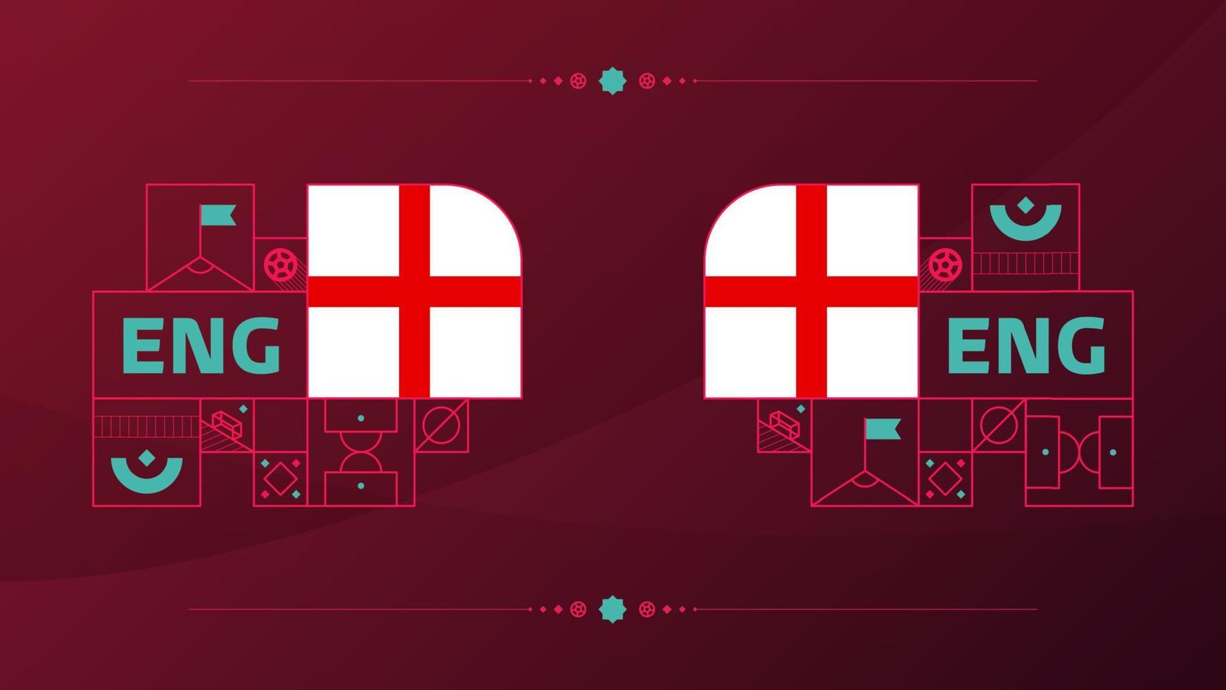 england flag for 2022 football cup tournament. isolated National team flag with geometric elements for 2022 soccer or football Vector illustration