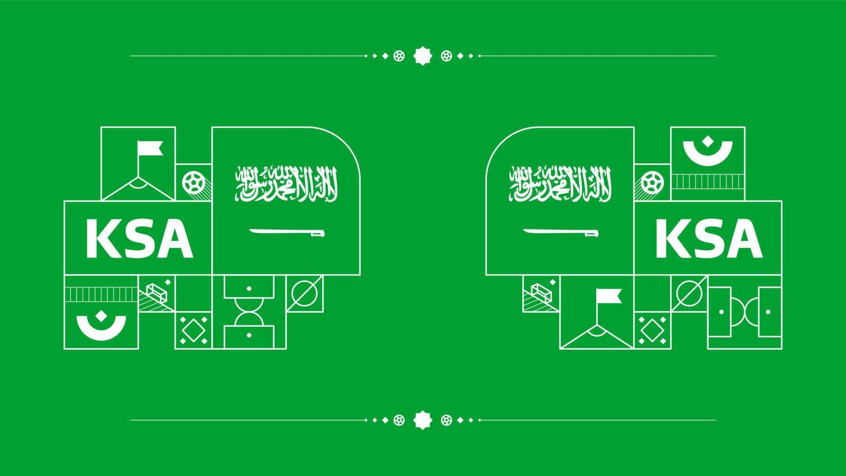 saudi arabia flag for 2022 football cup tournament. isolated National team flag with geometric elements for 2022 soccer or football Vector illustration