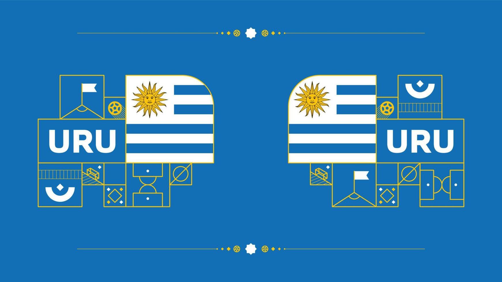 bandera de uruguay para el torneo de copa de fútbol 2022. bandera del equipo nacional aislada con elementos geométricos para la ilustración de vector de fútbol o fútbol 2022