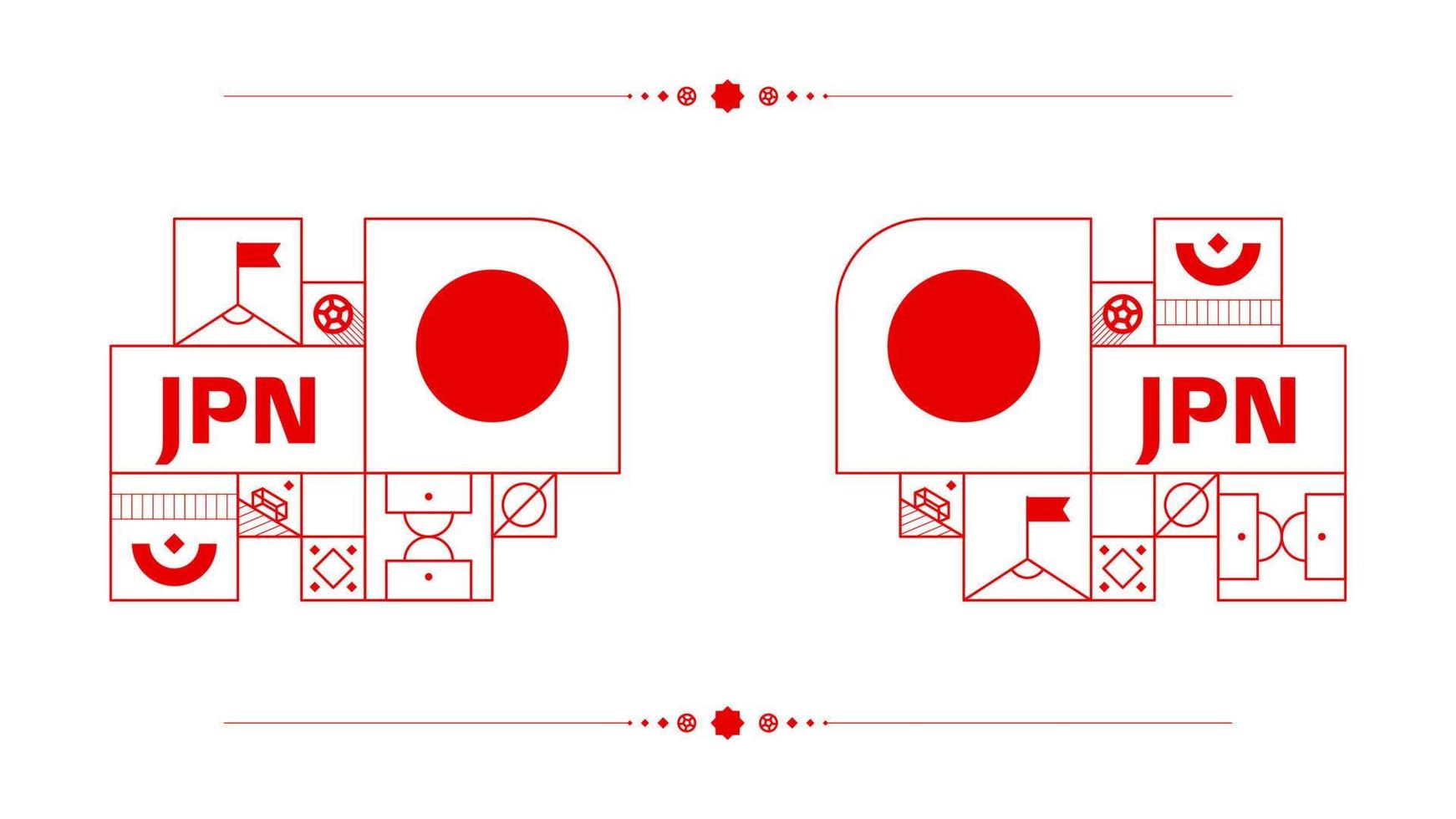 japan flag for 2022 football cup tournament. isolated National team flag with geometric elements for 2022 soccer or football Vector illustration