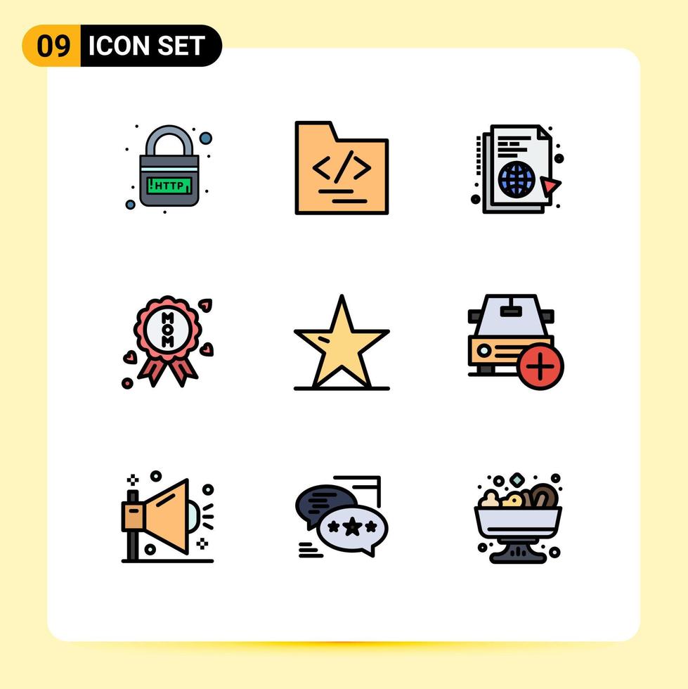 9 Filledline Flat Color concept for Websites Mobile and Apps leaf quality learning certificate sync Editable Vector Design Elements