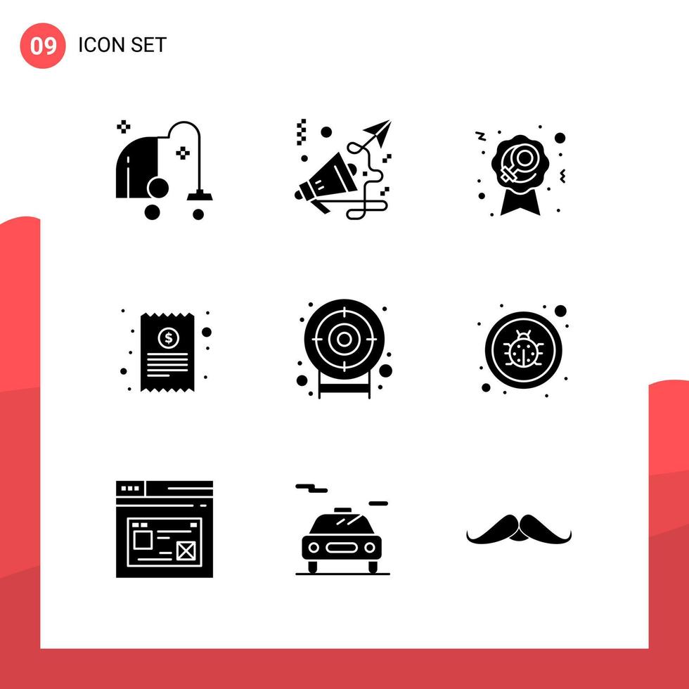 Pack of 9 Universal Glyph Icons for Print Media on White Background Creative Black Icon vector background