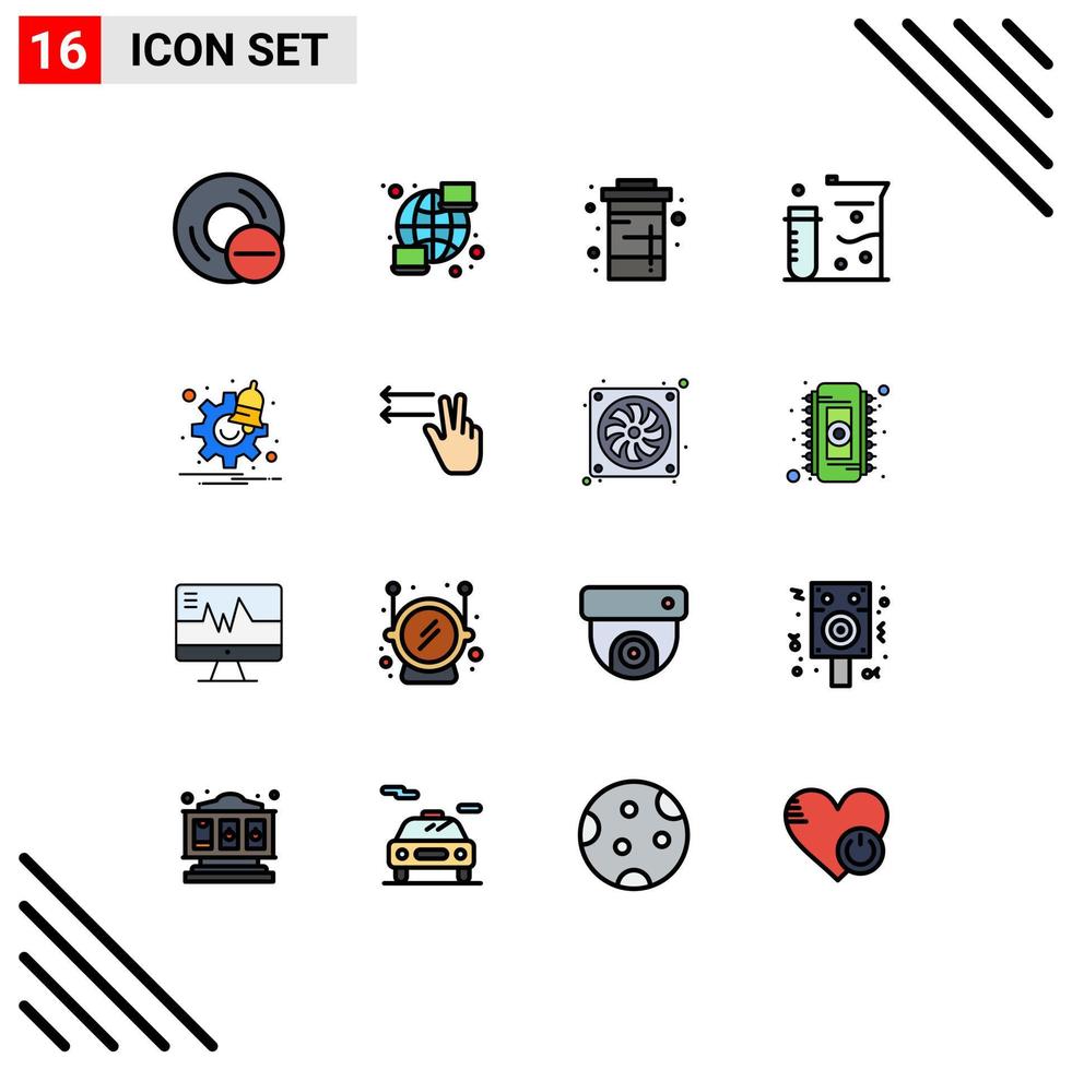Pack of 16 creative Flat Color Filled Lines of science flasks streamline chemistry soda Editable Creative Vector Design Elements