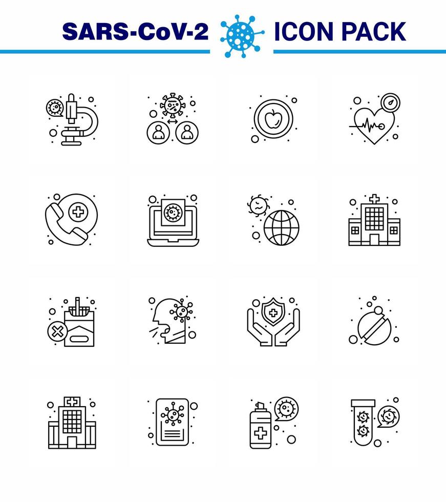 corona virus prevention covid19 tips to avoid injury 16 Line icon for presentation doctor on call time virus pulse beat viral coronavirus 2019nov disease Vector Design Elements