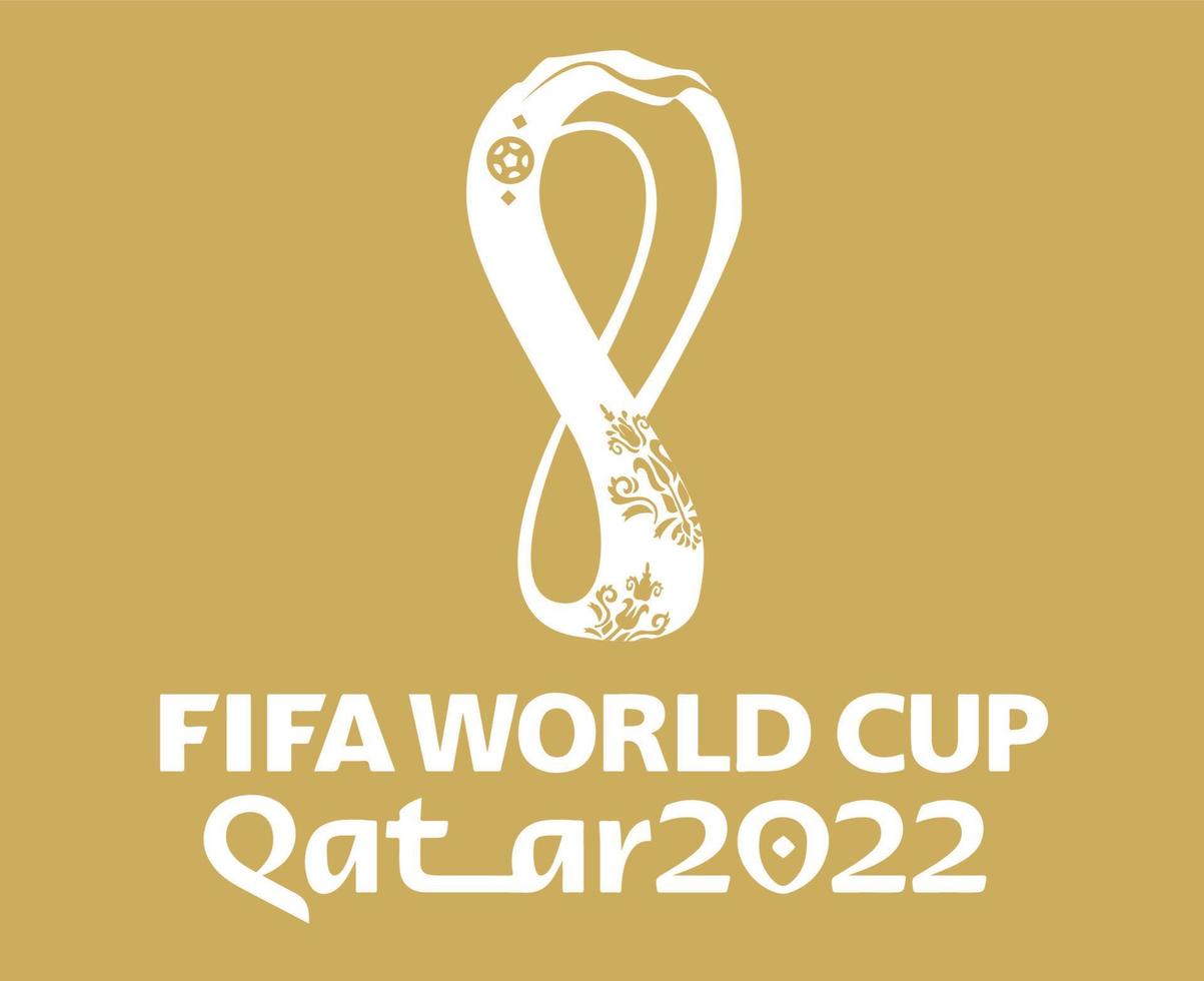 copa mundial de la fifa qatar 2022 logo oficial blanco mondial campeón símbolo diseño vector ilustración abstracta con fondo dorado