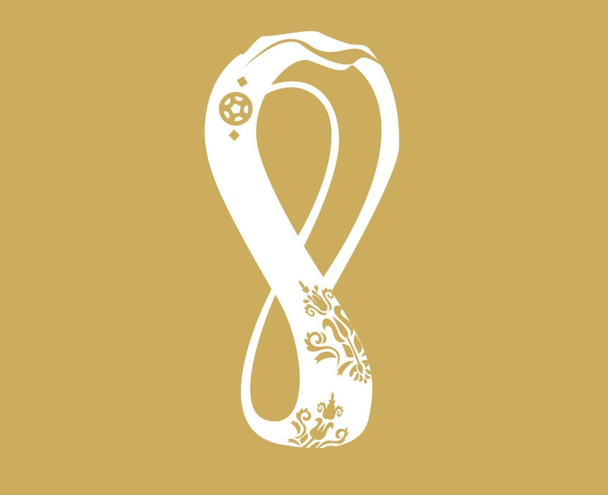 copa mundial de la fifa qatar 2022 logotipo oficial blanco campeón símbolo diseño vector ilustración abstracta con fondo dorado