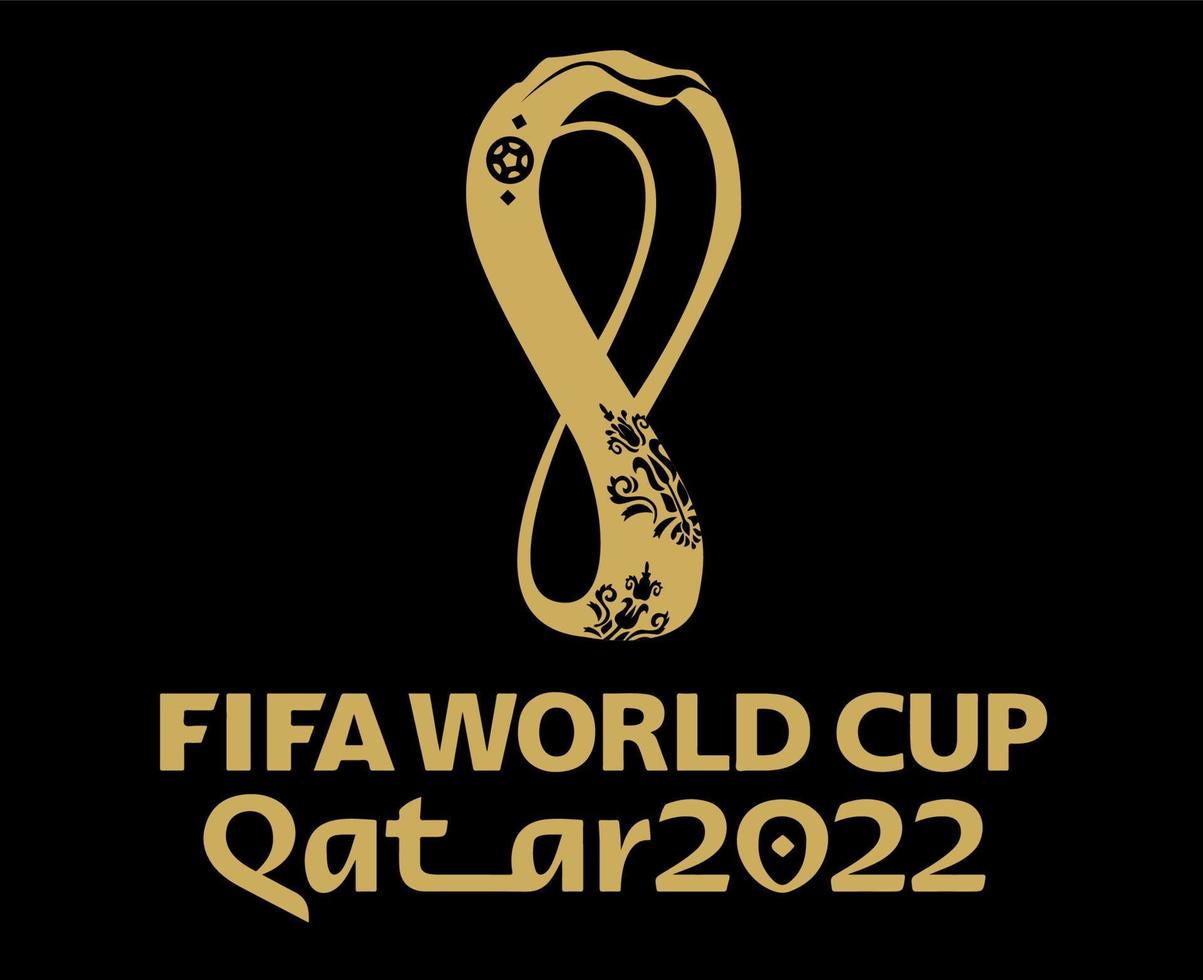 copa mundial de la fifa qatar 2022 logotipo oficial campeón de oro símbolo diseño vector ilustración abstracta con fondo negro