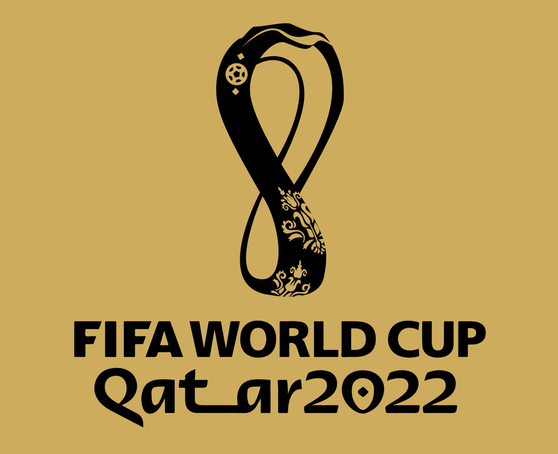 Fifa World Cup Qatar 2022 official Logo Black Mondial Champion Symbol  Design Vector Abstract Illustration With Gold Background 14470971 Vector Art  at Vecteezy