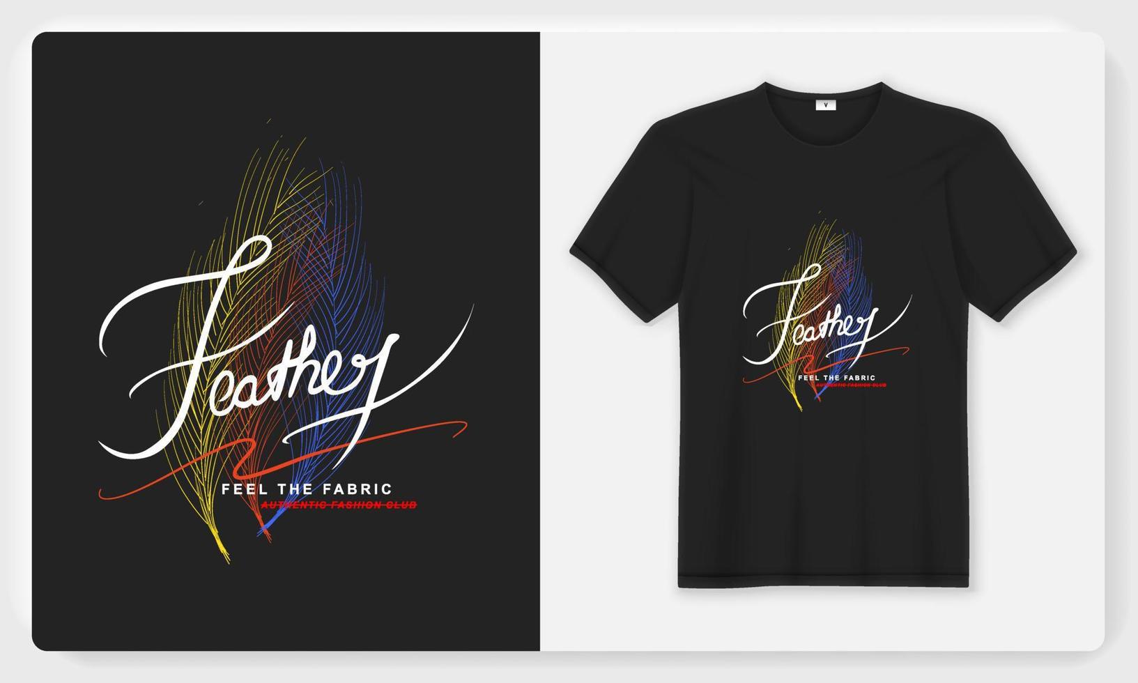 Feather Black T shirt Design Collection vector