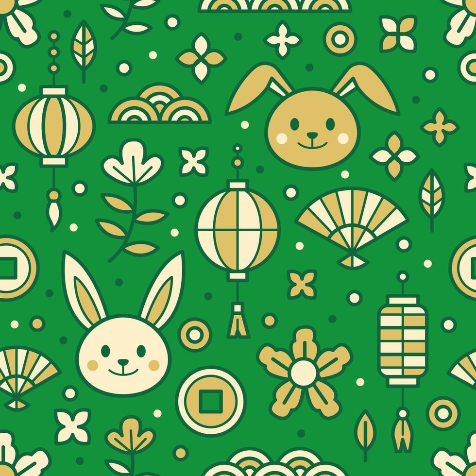 Chinese New Year Generic Template Jade Green Seamless Pattern Background vector