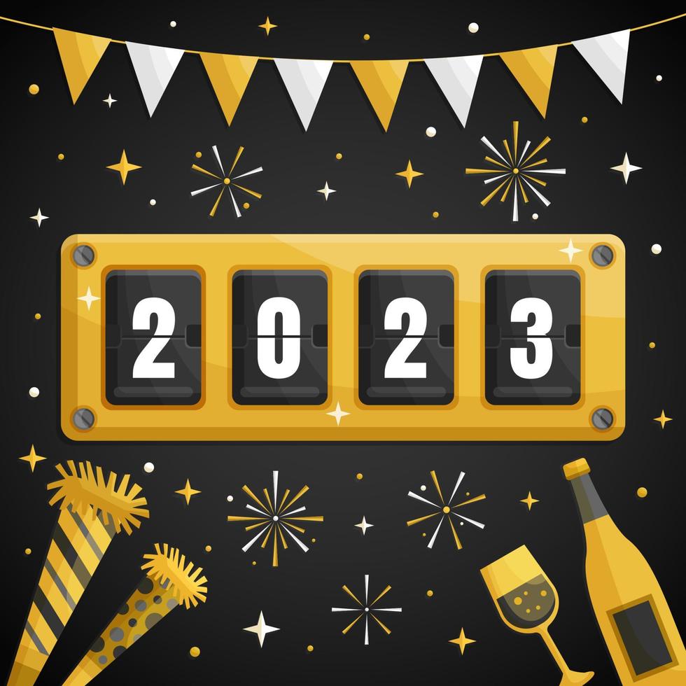 Celebration Happy New Year 2023 Countdown Clock Template vector