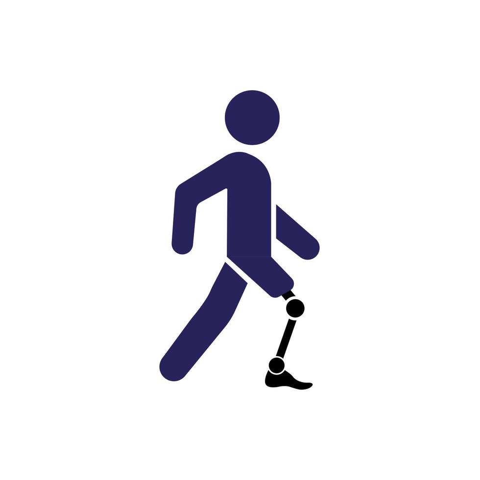 A man with a prosthesis. A disabled person with a prosthesis. A simple icon. Vector. vector