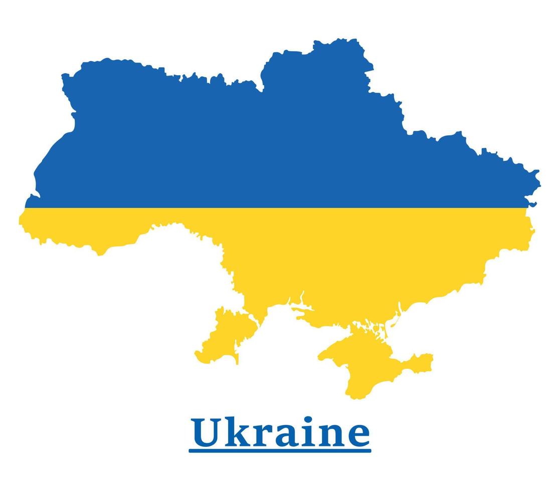 Ukraine National Flag Map Design, Illustration Of Ukraine Country Flag Inside The Map vector