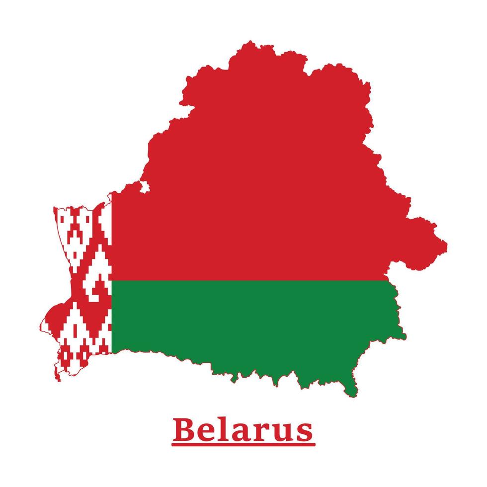 Belarus National Flag Map Design, Illustration Of Belarus Country Flag Inside The Map vector