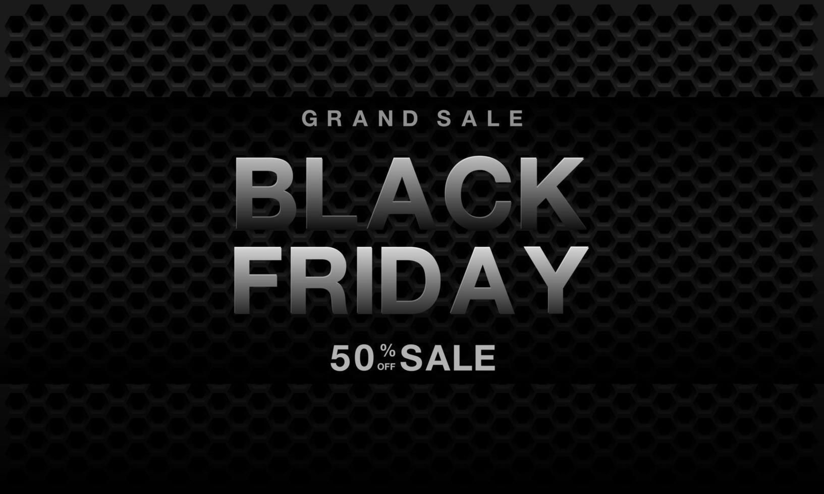 Black Friday sale banner promotion on dark hexagon mesh design modern background vector