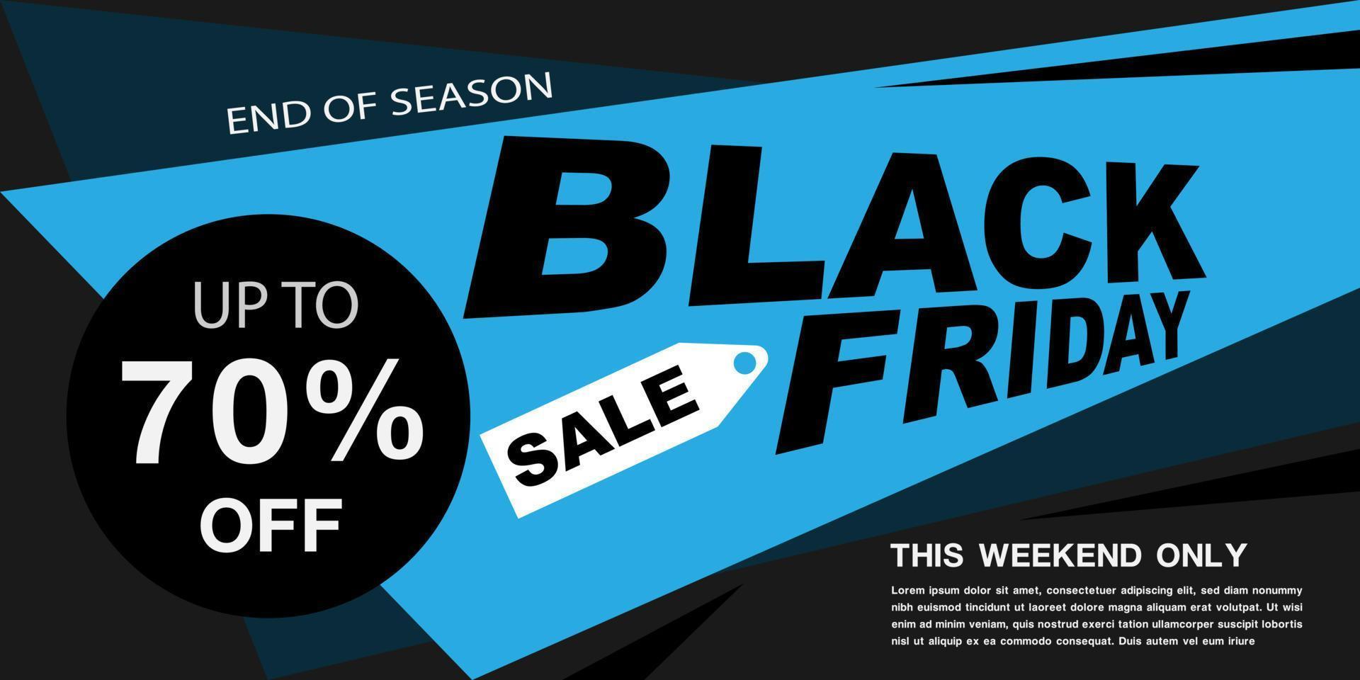 Black Friday sale banner promotion blue black white geometric on grey layout design vector