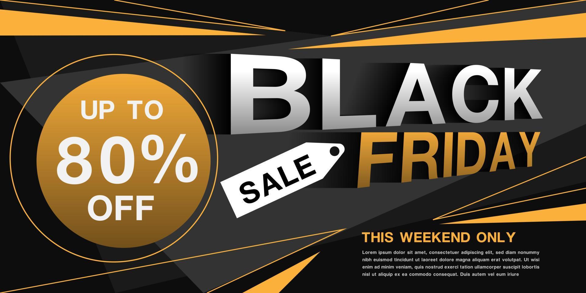 Black Friday sale banner promotion yellow black white geometric on grey layout design modern futuristic vector