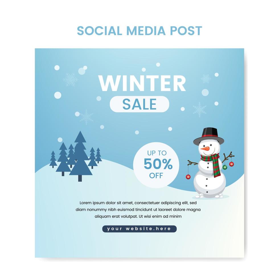 winter sale social media post template. vector
