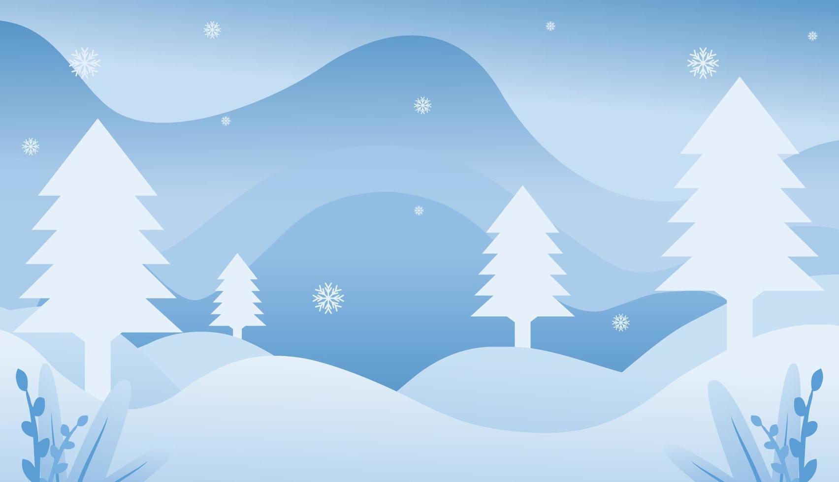 fondo de navidad con clima de invierno cubierto de nieve. paisaje con árboles, ilustración vectorial. vector