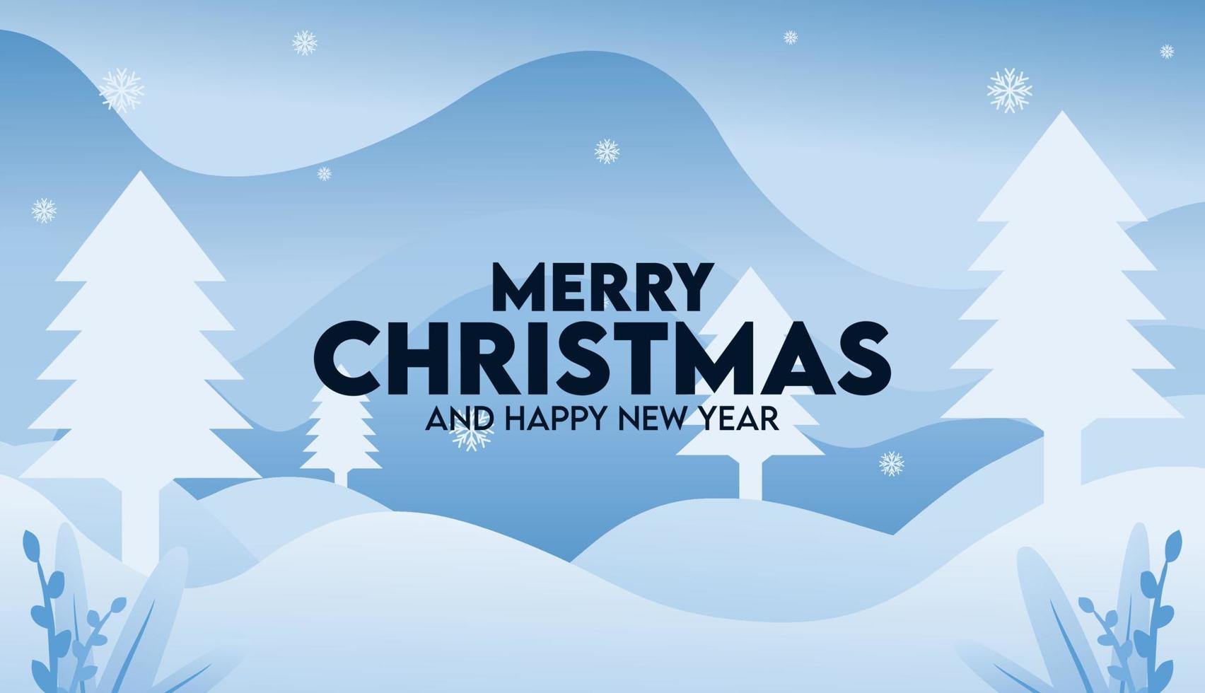 vector illustration of christmas background with natural scenery in pine trees