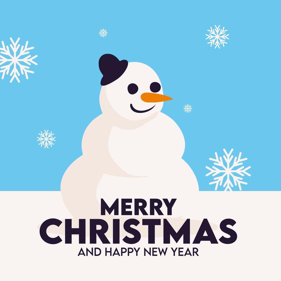 vector illustration of christmas background with cartoon snowman