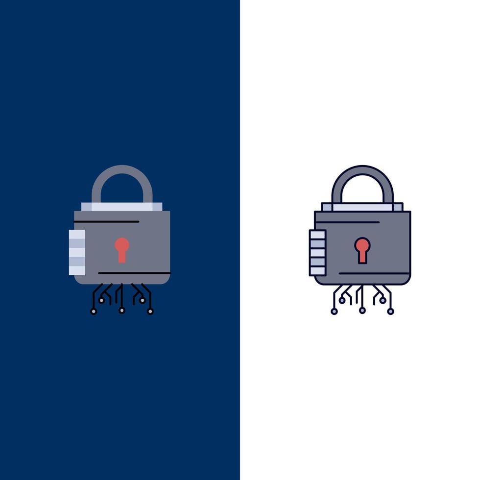 Security cyber lock protection secure Flat Color Icon Vector