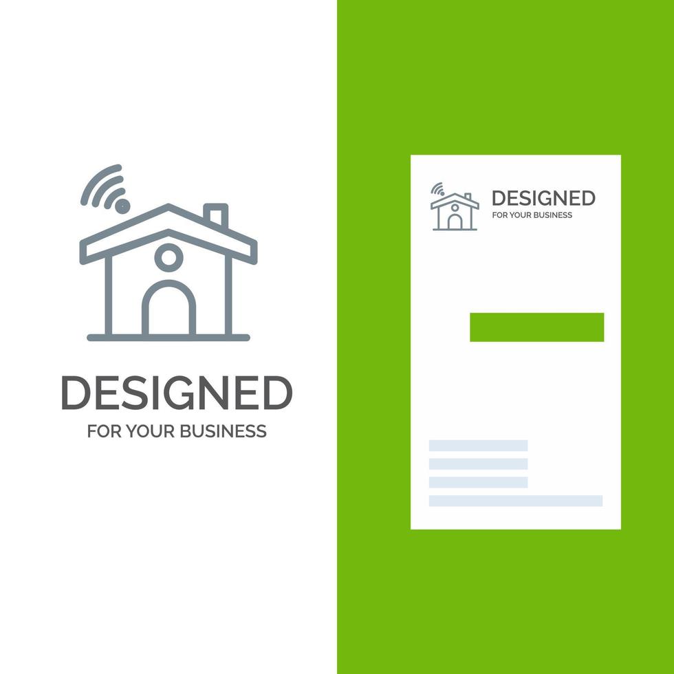 Wifi Service Signal House Grey Logo Design and Business Card Template vector