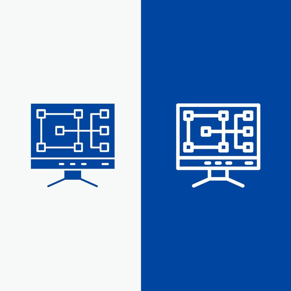 Computer Construction Repair Line and Glyph Solid icon Blue banner Line and Glyph Solid icon Blue banner vector