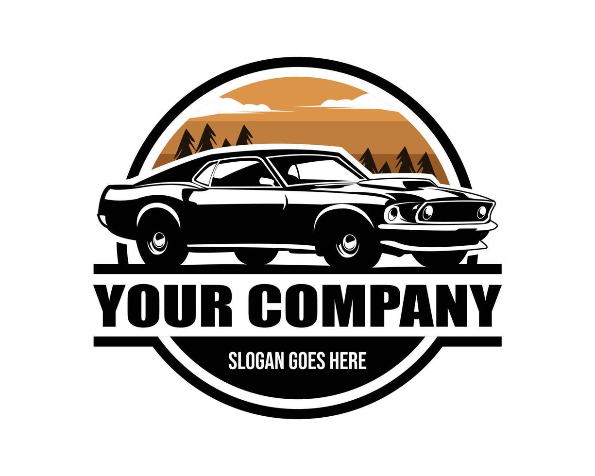 Muscle car silhouette logo vector concept badge emblem isolated