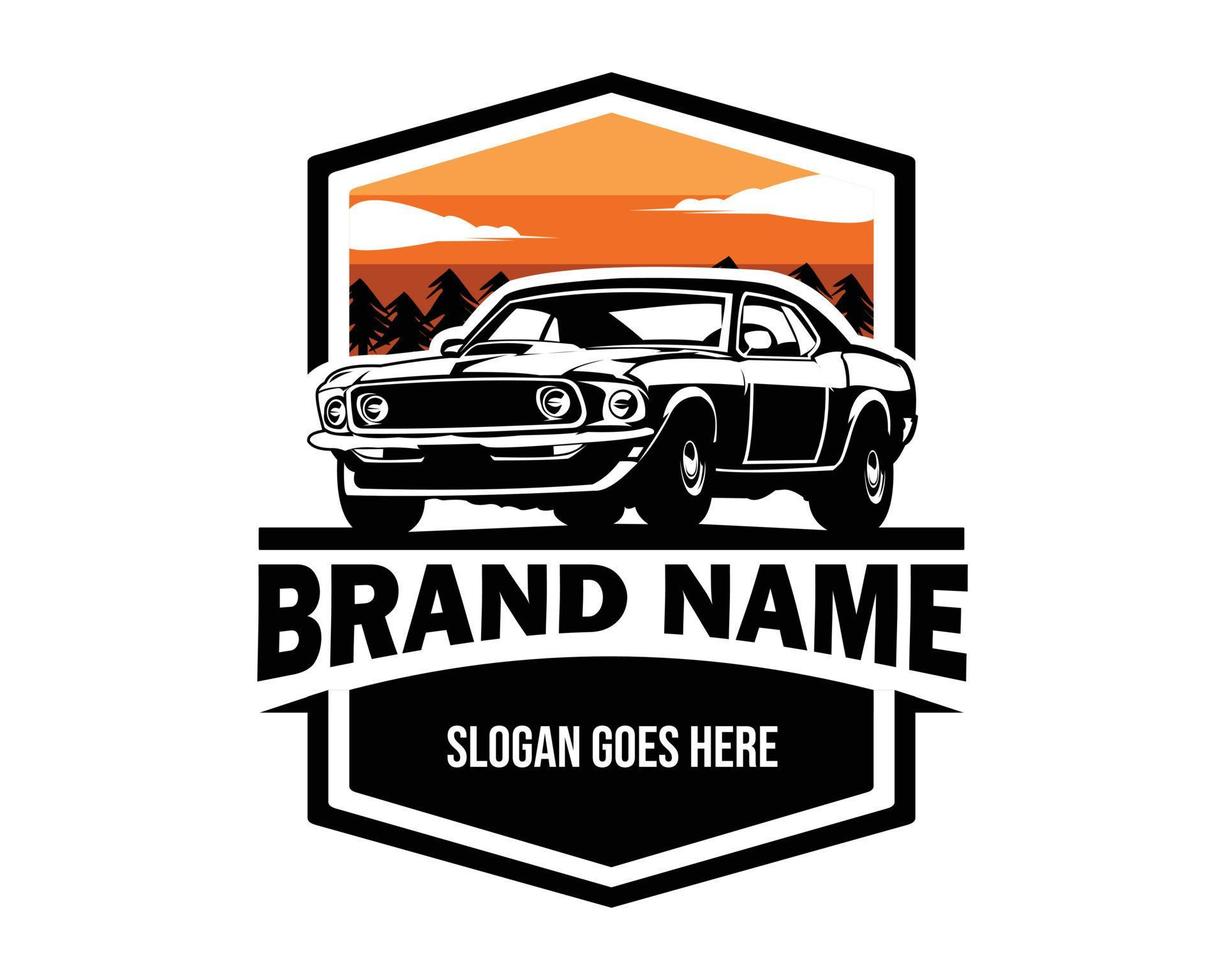 Muscle car silhouette logo vector concept badge emblem isolated