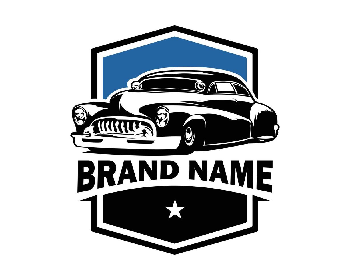 antiguo logotipo de coche retro clásico aislado en la vista lateral mejor fondo blanco para la industria del automóvil antiguo. disponible en eps 10. vector