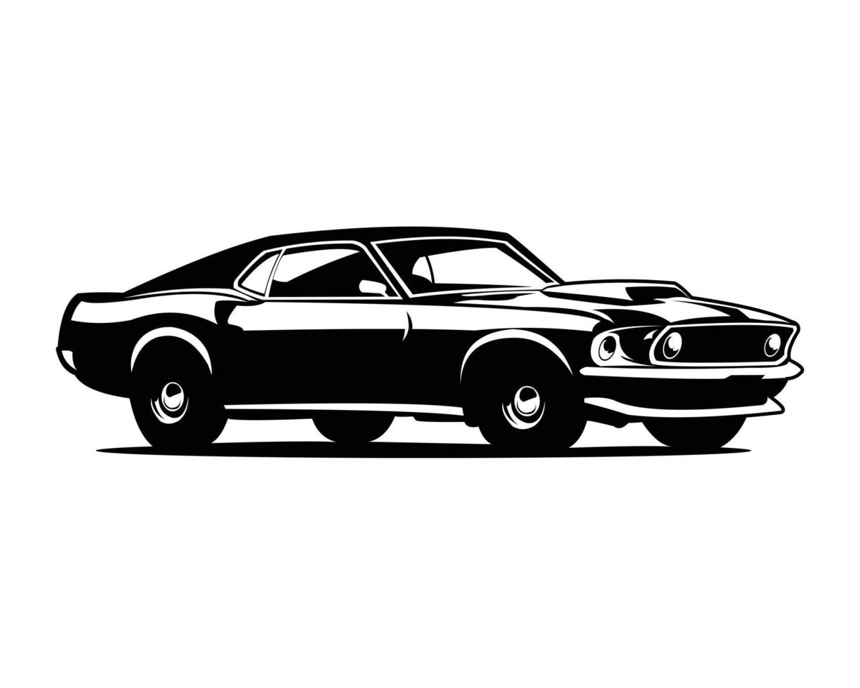 Muscle car silhouette logo vector concept badge emblem isolated